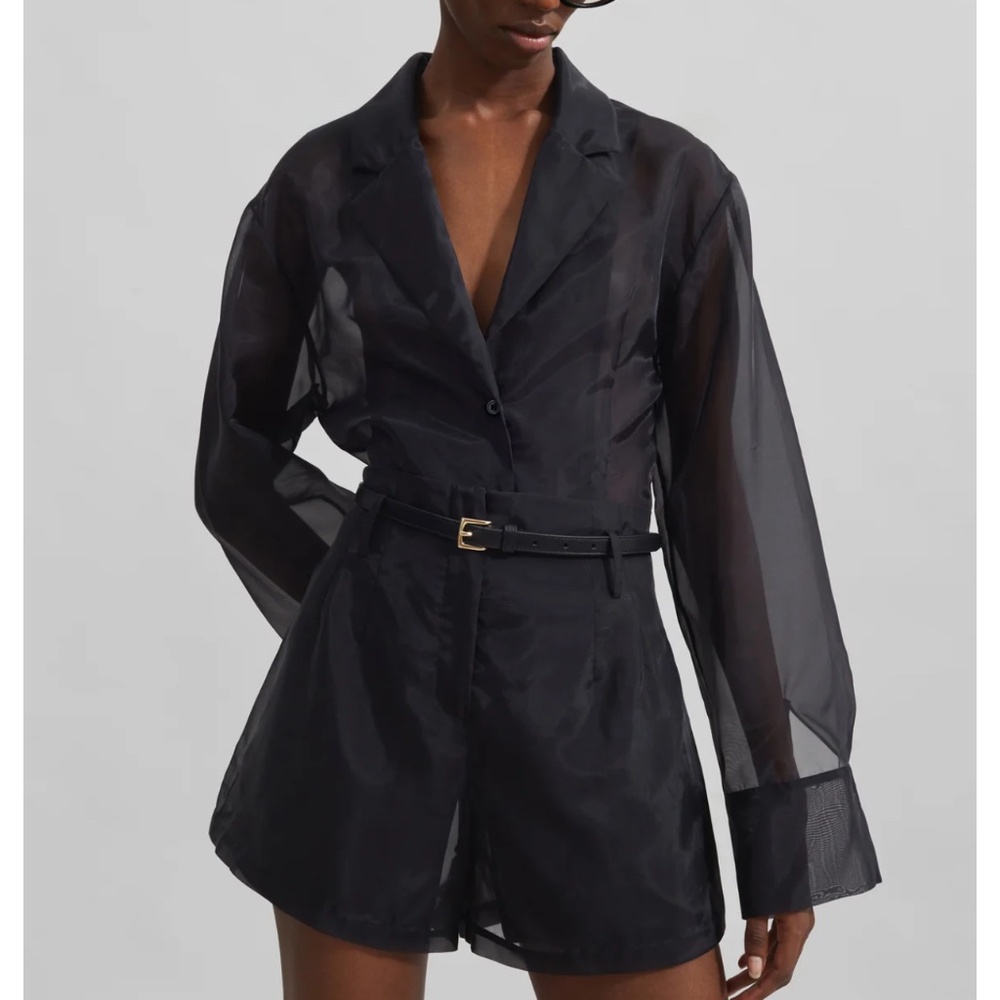 The Frankie Shop Lise Sheer Blazer in black